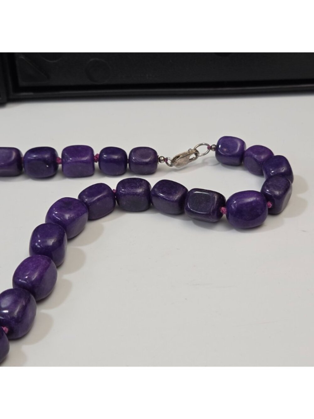 Large Purple Sugilite Gemstone Beaded Necklace 29" - Picture 7 of 8